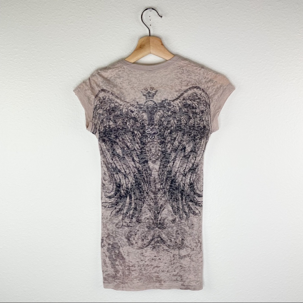 Y2K Beige Studded Cross Mall Goth Shirt - Picture 2 of 4
